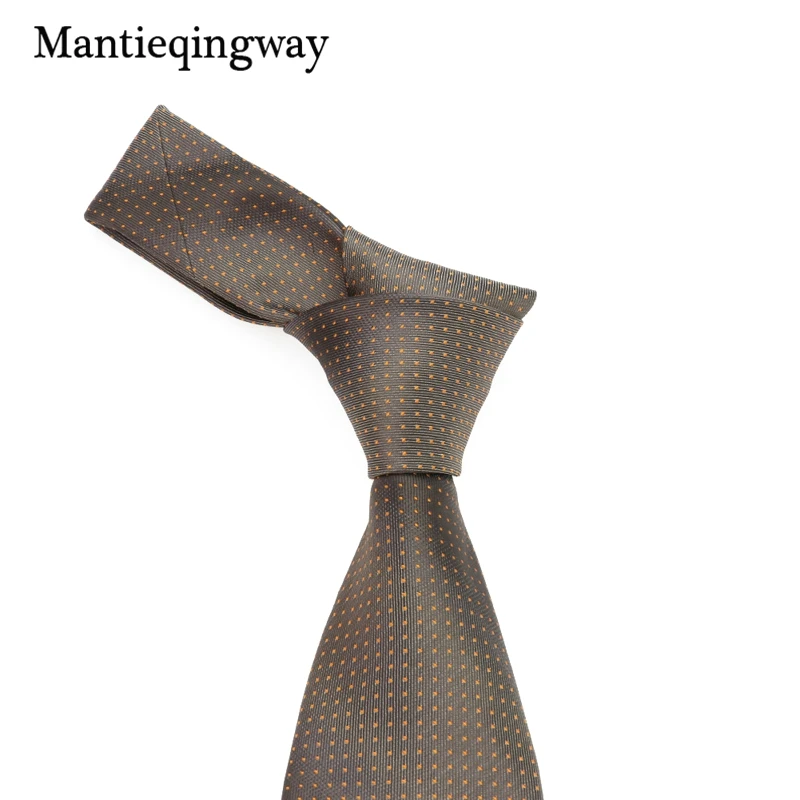 Mantieqingway 2017 Мужской Бизнес Коричневый Горошек 8 5 см Галстук платок Запонки набор