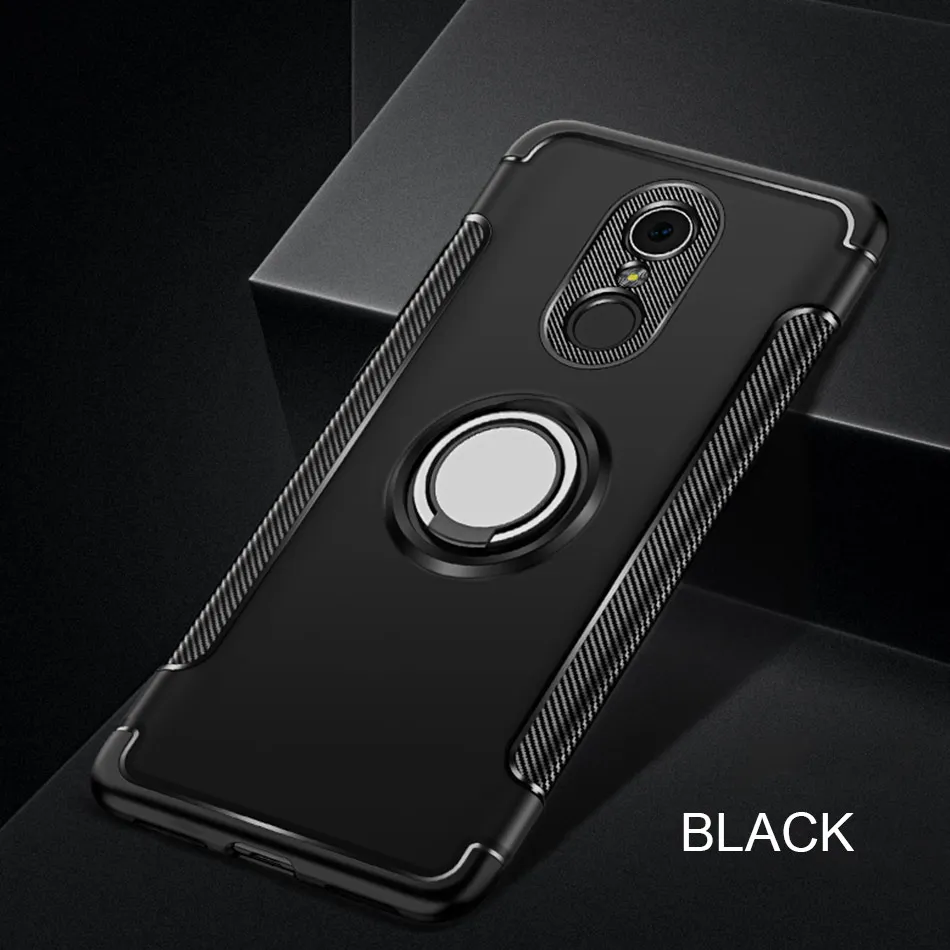 Роскошный Магнитный чехол с кольцом для пальца для Xiaomi Redmi 5 Plus 5A 4X противоударный чехол для Xiaomi Redmi Note 4 4X 5A силиконовый мягкий чехол - Цвет: Black