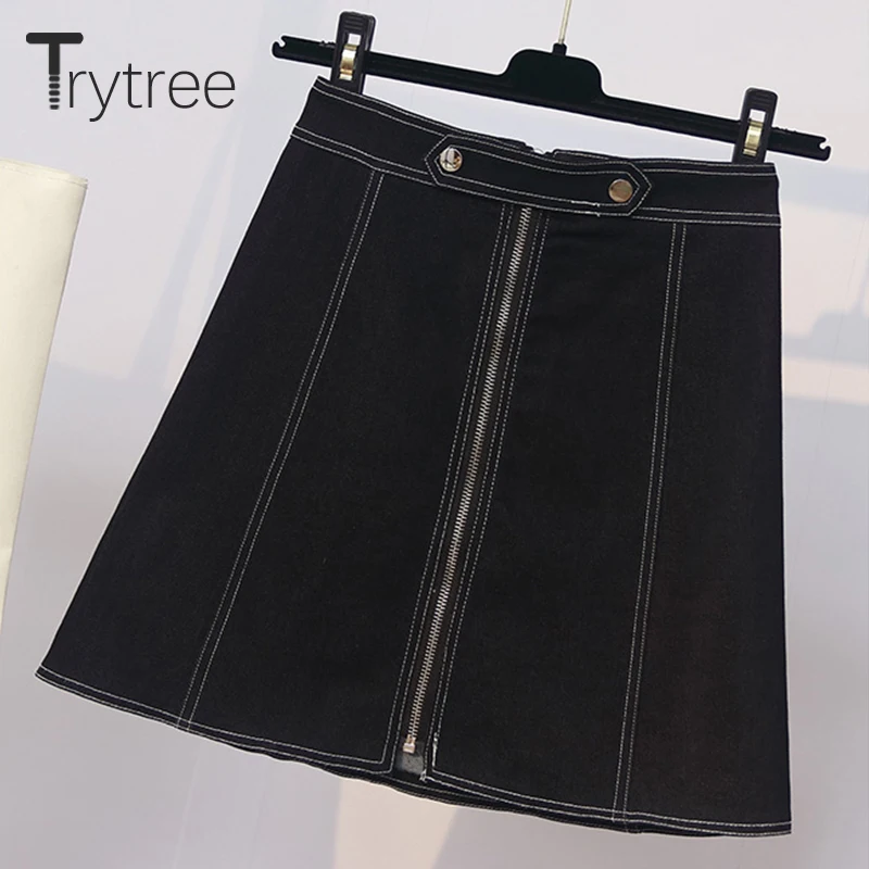 Trytree Spring summer Women two piece set Casual Plaid Slash Neck Tops + Skirt Denim Mini skirt Female Suit Set 2 Piece | Женская одежда
