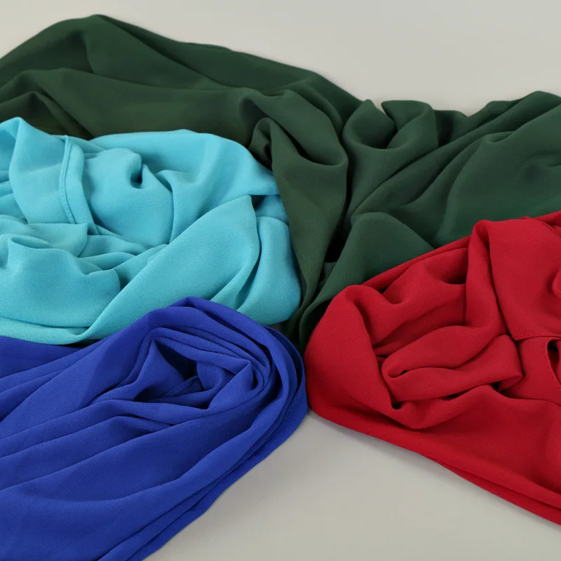 70*185CM Muslim Women Headscarf Plain Chiffon Crinkle Hijab Islamic foulard Shawls and Wraps femme musulman Arab Head Scarves |