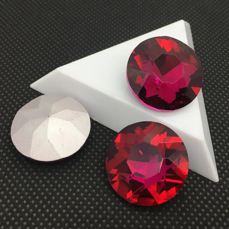 Fuchsia Ссылка 2: 8 мм~ 27 мм круглый заостренный назад стразы блестящие камни кристалл BaoShiHua камень для ювелирных изделий - Цвет: Fuchsia