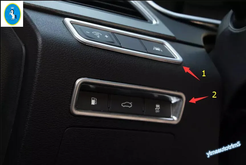 

2 Pcs ! ABS / Inner Headlight Lamp + Trunk Switch Button Frame Cover Trim For Hyundai Sonata Sedan 2015 2016 2017