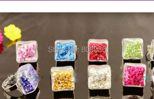 

Free ship! 20sets/lot 20mm size square Glass Bubble & Ring set (The price don't include the filler) glass globe vial pendant