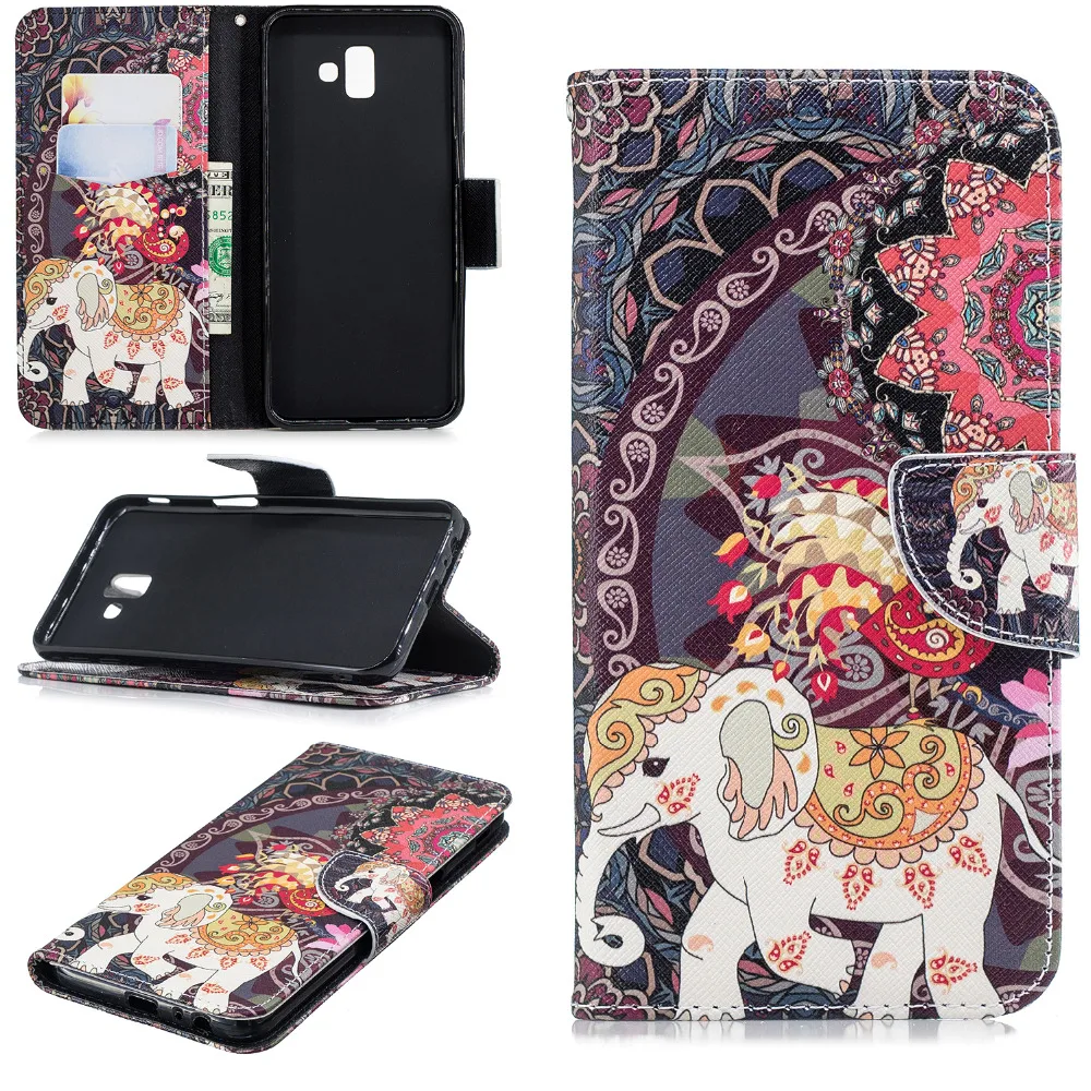 J6() кожаный чехол для samsung galaxy J4 J6 чехол A10 A20E A20 A30 A40 A50 A70 Coque для samsung J6 плюс кошелек флип-чехол
