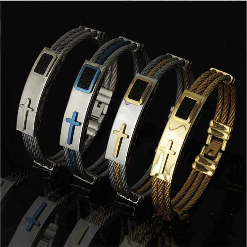 Мужской браслет 3 ряда Проволочная цепь из нержавеющей стали мужские