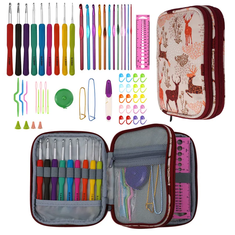 

Crochet Hook Set Cute Giraffe Crochet Bag With Knitting Needles Scissors Ruler DIY Sewing Accessory Kit For Mom Christmas Gift