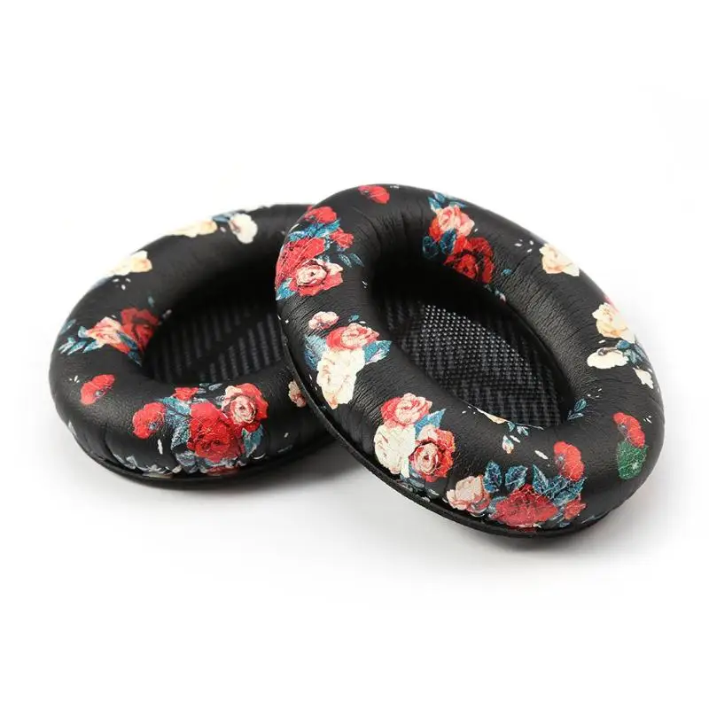 Flower Black ALLOYSEED 1 пара L/R кожаные амбушюры наволочка для Bose quietkomento 2 QC2 QC15 QC25 AE2 наушники гарнитура - Цвет: Flower Black