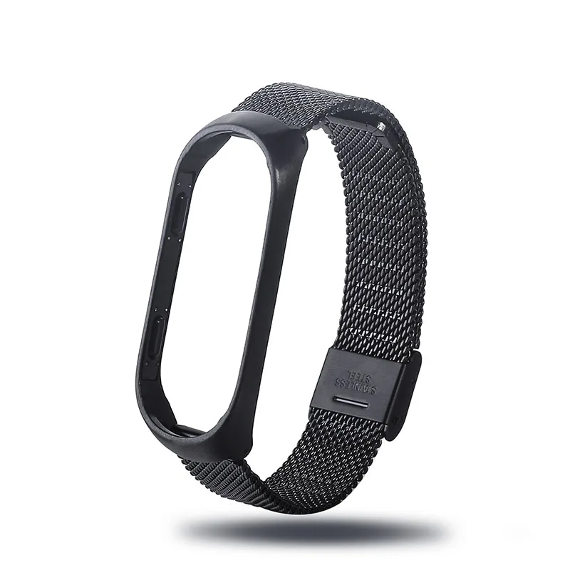 Black Серебряный браслет из нержавеющей стали для Xiaomi M3, металлический ремешок для часов, умный Браслет Miband 3, сменные ремешки для часов 3 - Цвет ремешка: Black