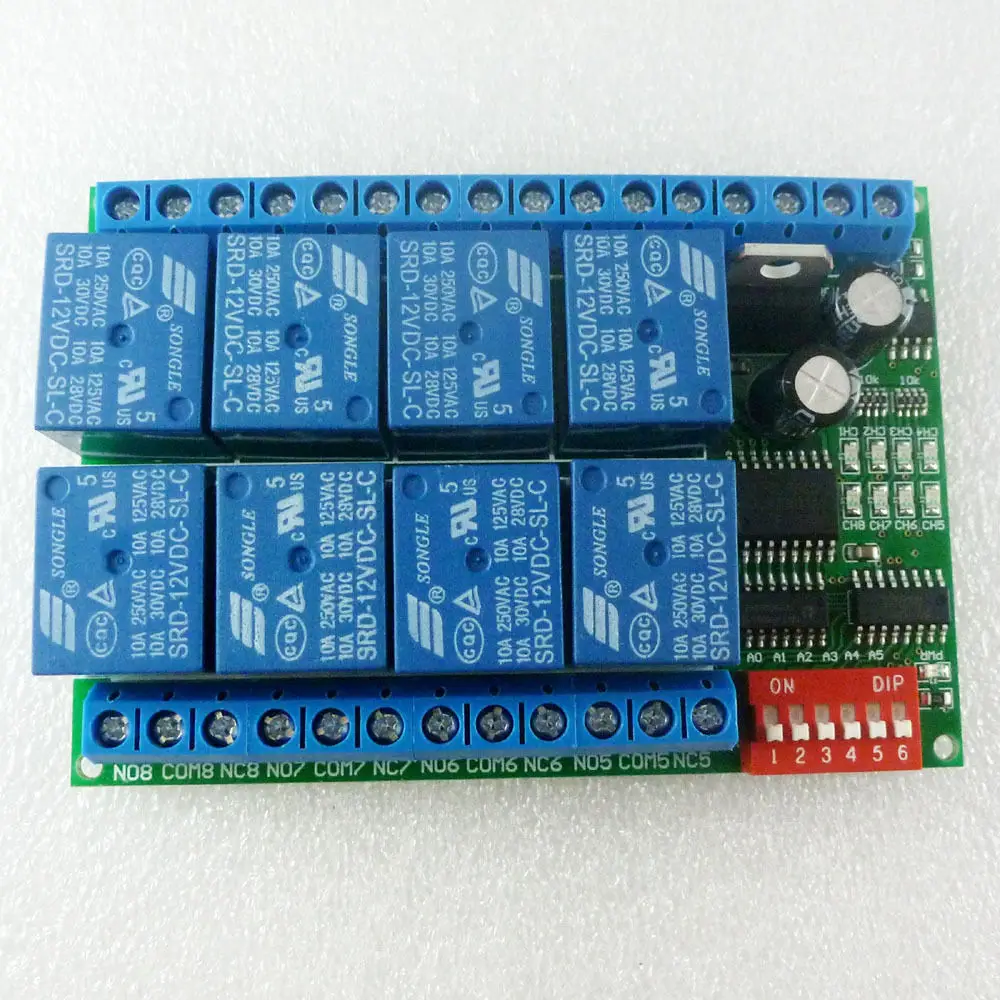 8CH DC 12В Modbus RTU RS485 релейный модуль переключатель плата для PLC лампы LED PTZ