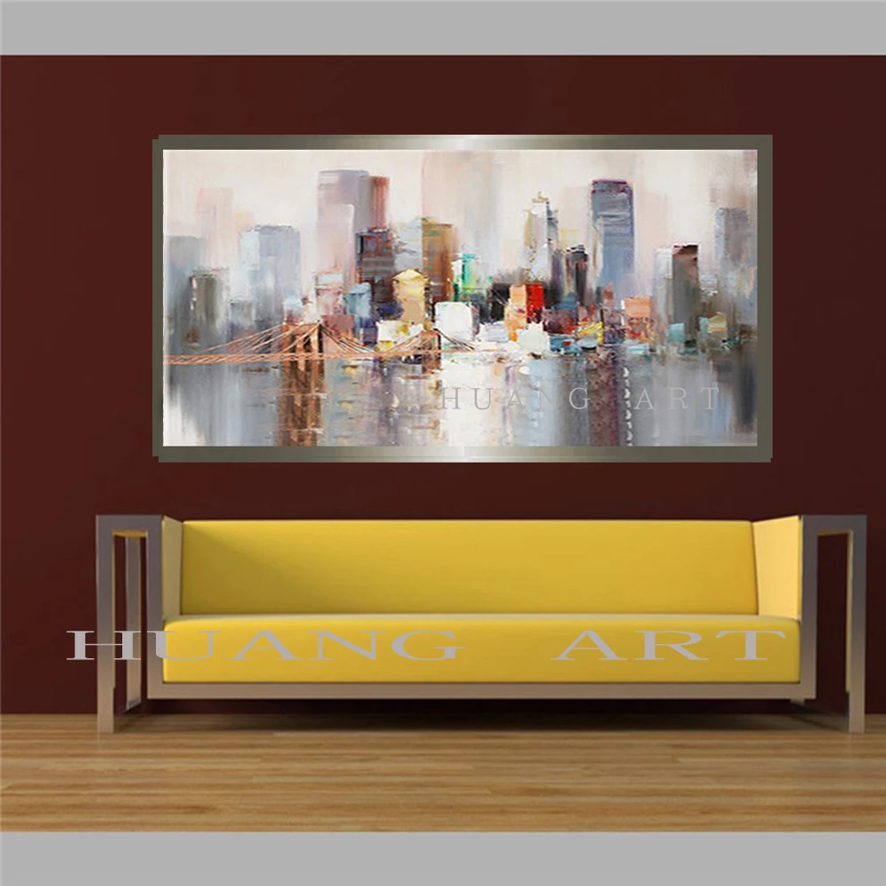Ручная роспись городской пейзаж Нью-Йорка архитектура яркая абстрактная