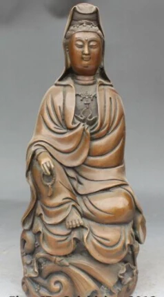 JP S0158 12&quot Chinese Buddhism Bronze Seat Kwan-Yin Guan Yin Bodhisattva Goddess Statue | Дом и сад