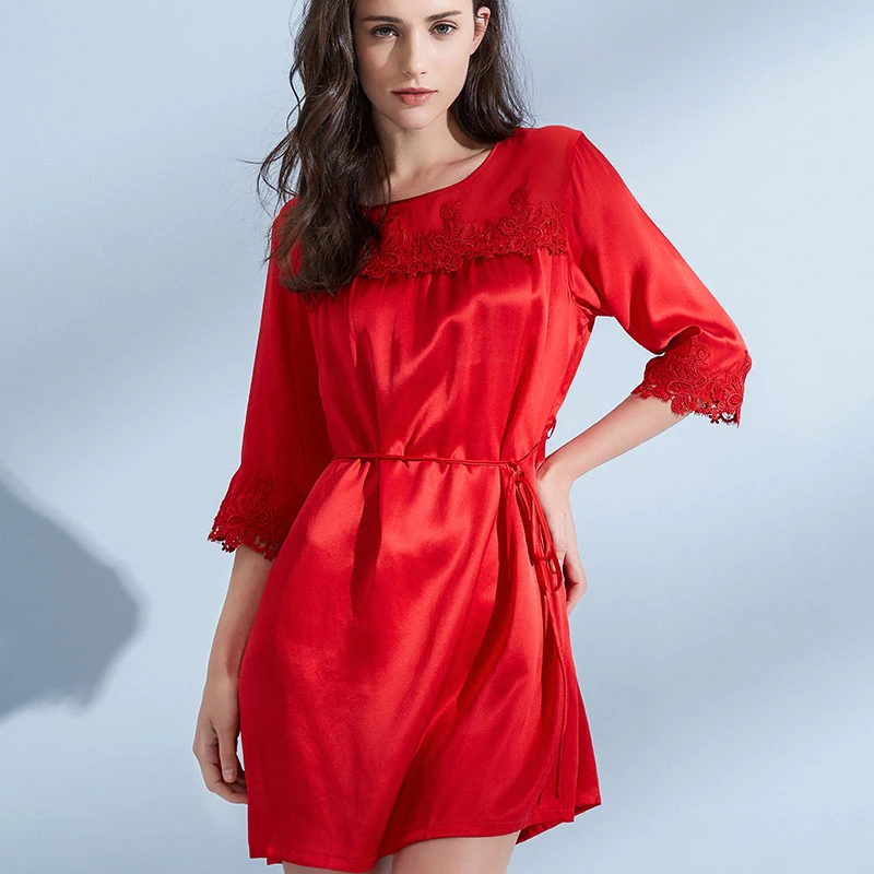 Женские шелковые ночные рубашки из 100% натурального шелка ночная рубашка с