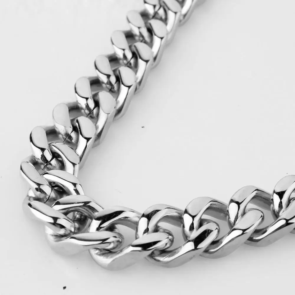 9/11/13/15 мм широкая кубинская звеньевая цепь мужской браслет из нержавеющей стали с