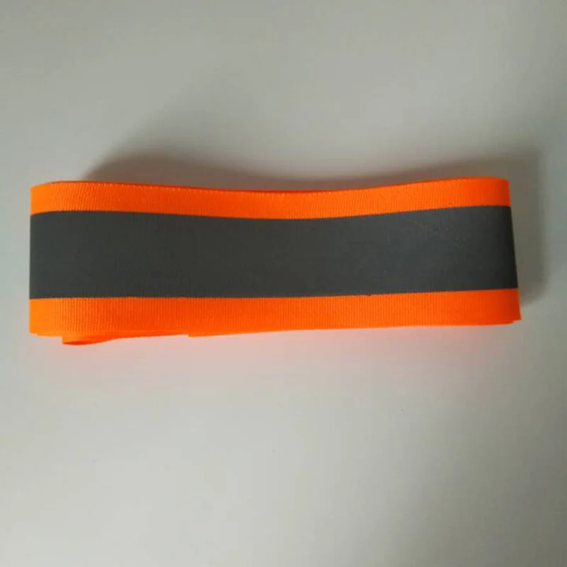 orange 50mm x 30mm* 3 Meter / lot, Oxford reflective fabric sewing tape reflective webbing ribbon for sewn on clothing bags - Цвет: orange