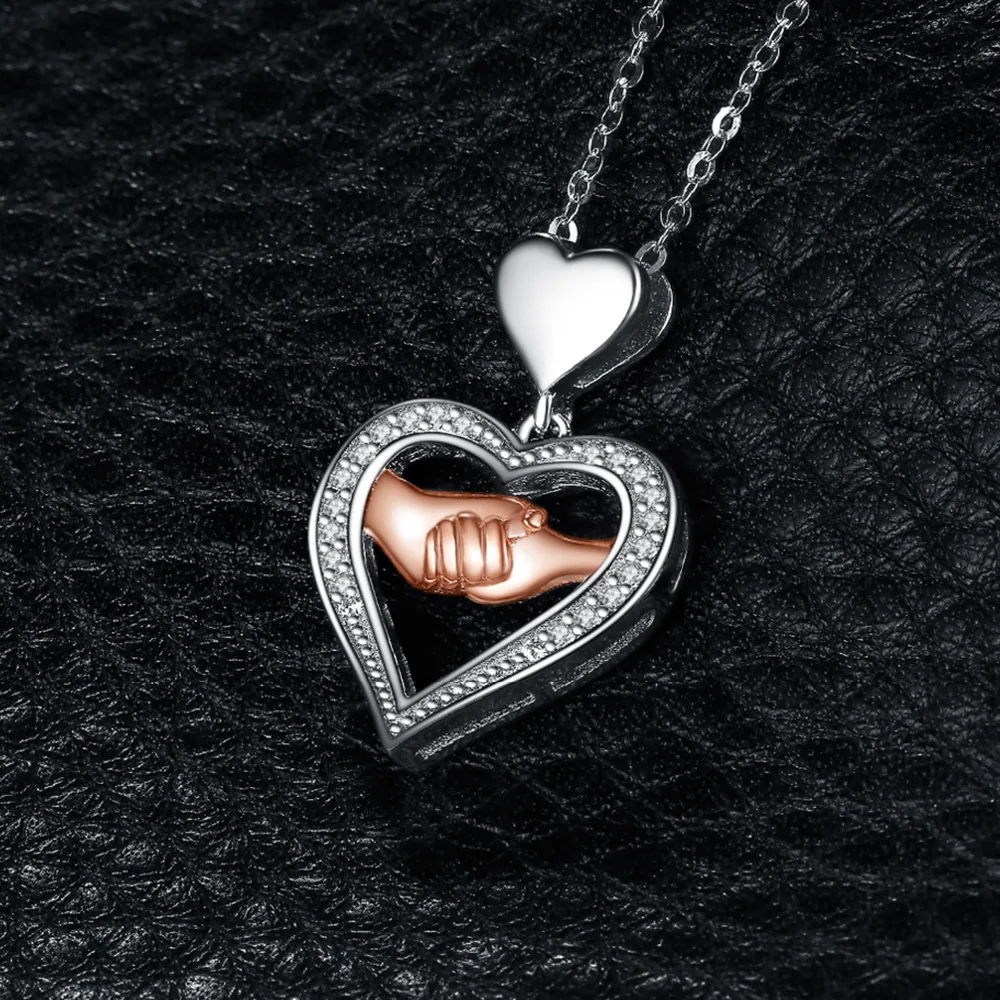 Ожерелье с подвеской Love Hand to HandSilver из стерлингового серебра 925 пробы Серебряное