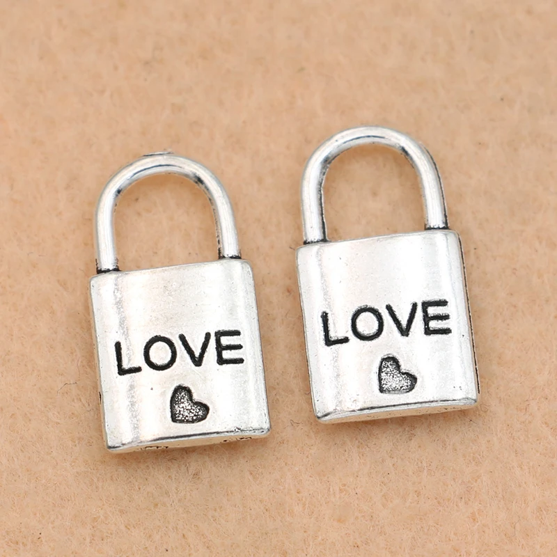 5pcs Antique Silver Plated Love Lock Charm Pendant fit Bracelet Necklace Jewelry DIY Making Accessories 11x20mm | Украшения и