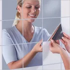 9 шт.12 шт. Квадратные Зеркальные серебряные настенные наклейки 3D наклейка мозаика для ванной зеркальный стикер самоклеющаяся настенная бумага DIY домашний декор
