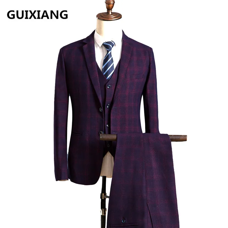 (Пиджак + жилет брюки) новинка весны 2018 стильная куртка мужские модные костюмы в