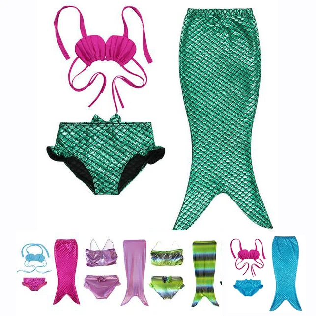 Детский женский костюм Русалочки купальник с хвостом и юбкой для девочек |