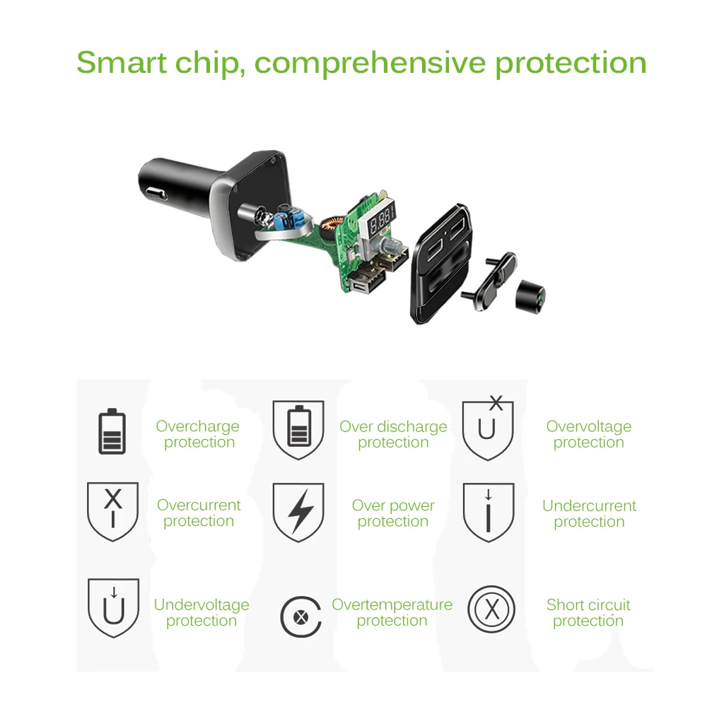 Onever Bluetooth автомобильный набор, свободные руки, музыкальный плеер FM передатчик модулятор MP3 плеер с 3.4A Dual USB Зарядное устройство Поддержка переключатель папки