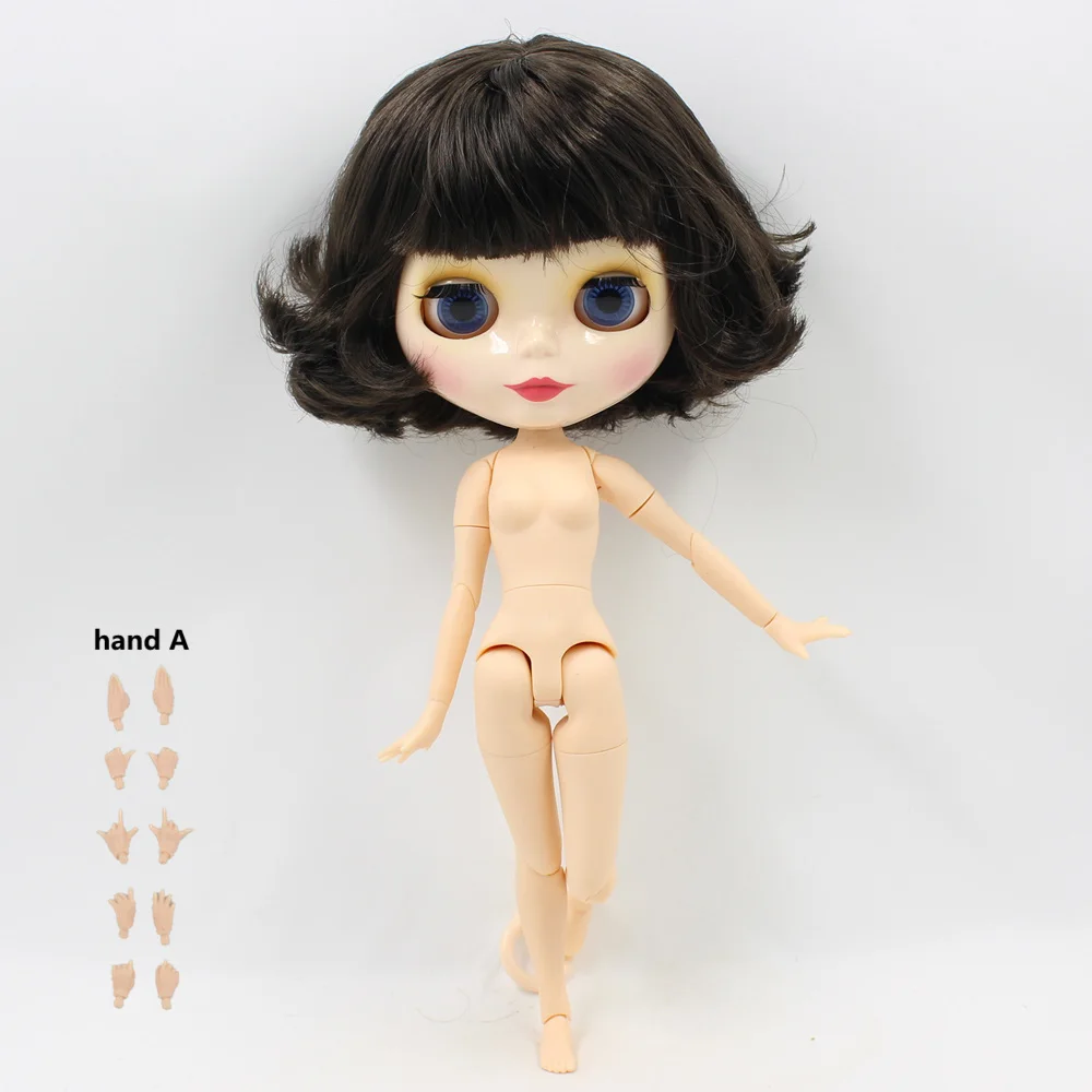 Nude doll gestrue A Blyth кукла Обнаженная черная короткая волосы с соединением тела blyth bjd куклы подходит DIY Мода куклы игрушки - Цвет: Nude doll gestrue A