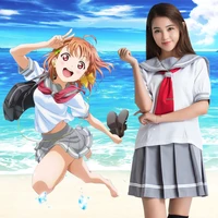japanese anime love live sunshine cosplay costume takami chika girls sailor uniforms love live aqours school uniforms