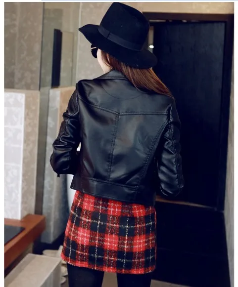 2017 искусственная кожа женские короткие весна и осень корейской Тонкий Pu