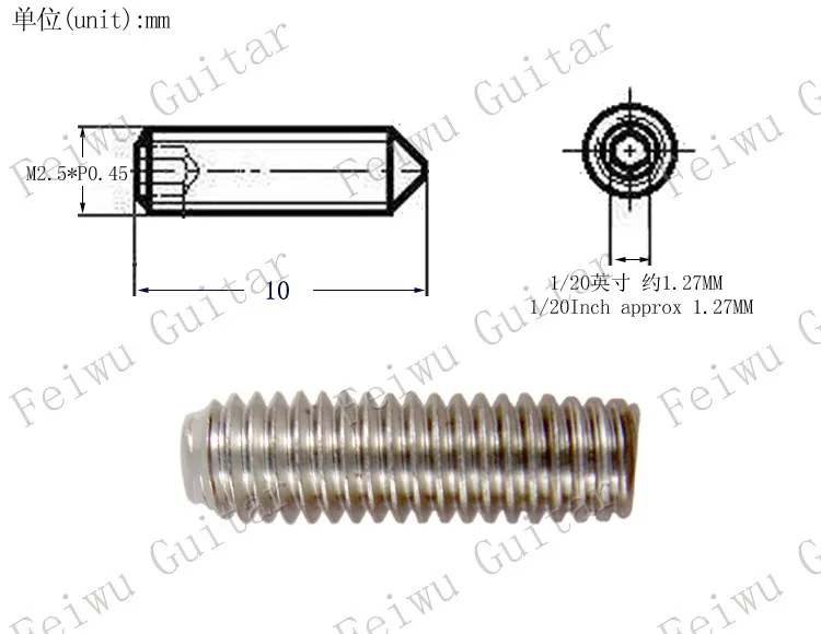 10mm Silver X 12 Pcs 12 шт./упак. тремоло косоурные регулировать высоту шестигранные винты с шестигранной головкой для Электрогитары бас-M2.5*6 мм-10 мм - Цвет: 10mm Silver X 12 Pcs