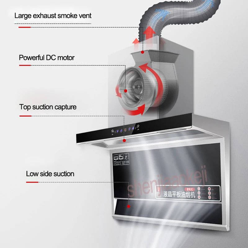 240 Вт вытяжка соматосенсорного сенсорного типа ЖК Вытяжка с двойной присоской