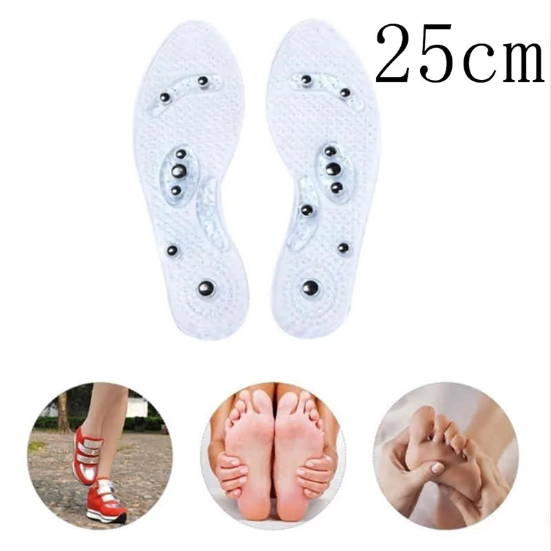 25cm Transparent 1 пара магнитной терапии для потери веса стельки для обуви массажный матрац для похудения уход за ногами коричневая прозрачная стелька кремния - Цвет: 25cm Transparent