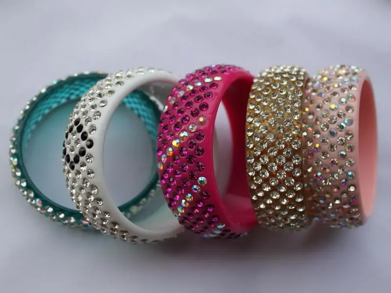 16 цветов 7 рядов кристаллов Стразы акриловый браслет резиновый крупные Винтажные