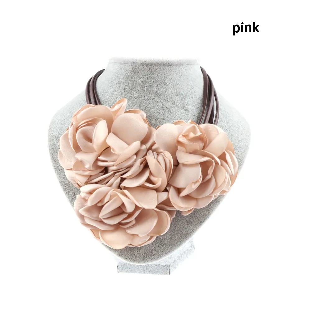 pink 1 шт. модное богемное тканевое ожерелье-чокер с розами винтажное женское массивное ожерелье Новое поступление ювелирных изделий - Окраска металла: pink