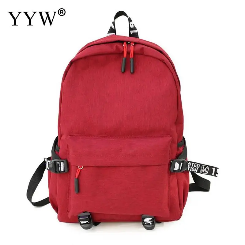 red YYW рюкзаки, Женский нейлоновый рюкзак, мягкая задняя однотонная сумка, Модный повседневный рюкзак, школьная сумка для девочек, Большой Вместительный рюкзак - Цвет: red