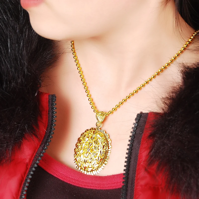 Женская цепочка с подвеской из 24-каратного золота 2 мм | Украшения и аксессуары