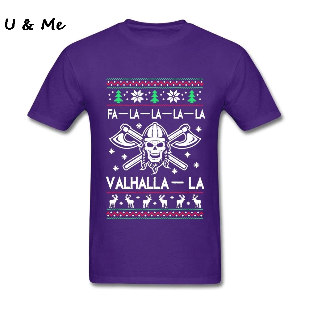 Мужская музыкальная футболка большого размера Valhalla-la, красивая Рождественская одежда с изображением викинга индивидуальная футболка для взрослых 3XL - Цвет: Фиолетовый