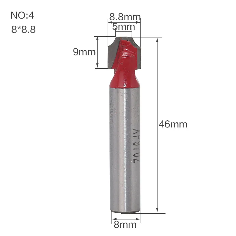 1pc 8 Shank Round Nose Point Cut Roundover Bit Shaker Cutter Tools For Woodworking - Длина режущей кромки: NO4