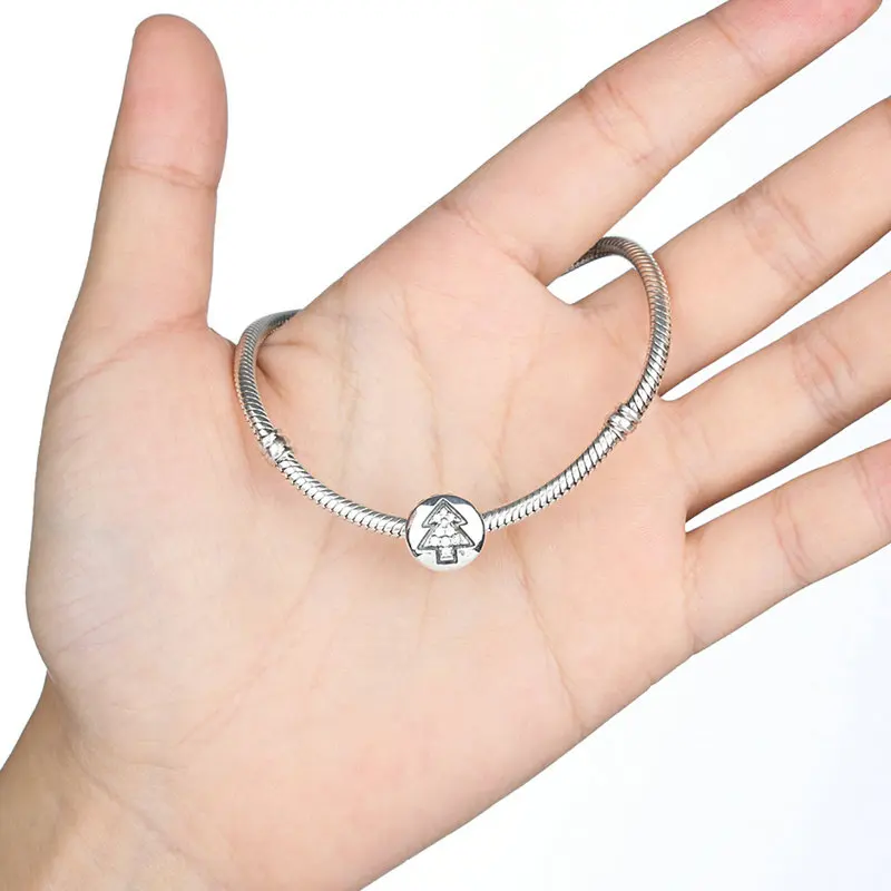 Стерлингового Серебра 925 Рождественская Елка Ясно CZ Шарм Бисер Fit Original Pandora