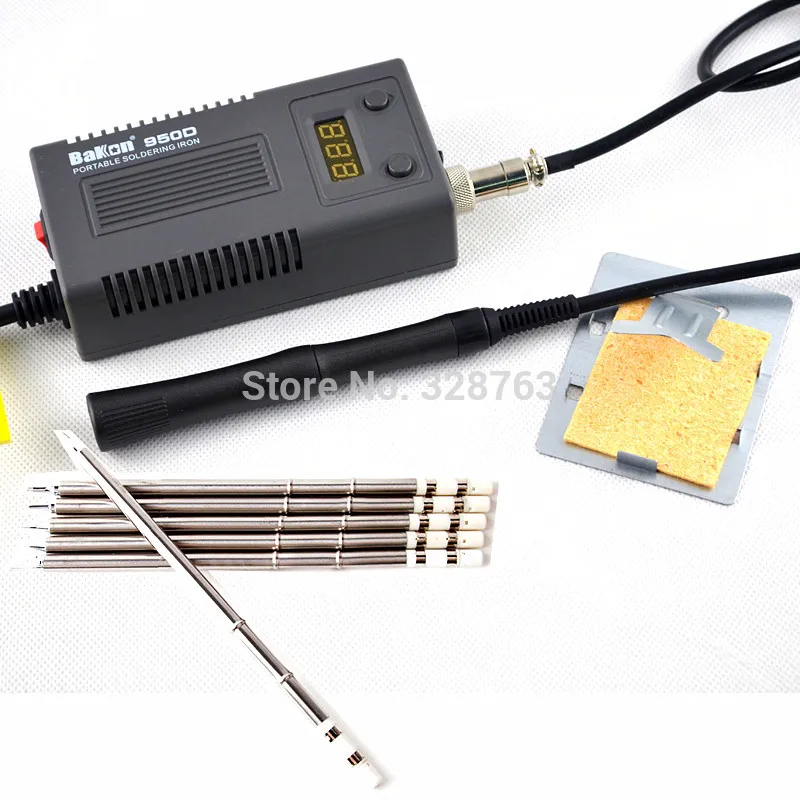 B 950 set ЕС plug BK 950D Мини Портативная цифровая паяльная станция Электрический паяльник+ T13 наконечники нагревательный сердечник 100~ 240 В - Цвет: B 950 set