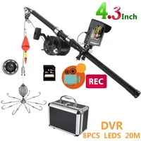 4 3 inch color dvr recorder monitor underwater fishing video camera kit 8 pcs ir led lights with explosion fishing hooks