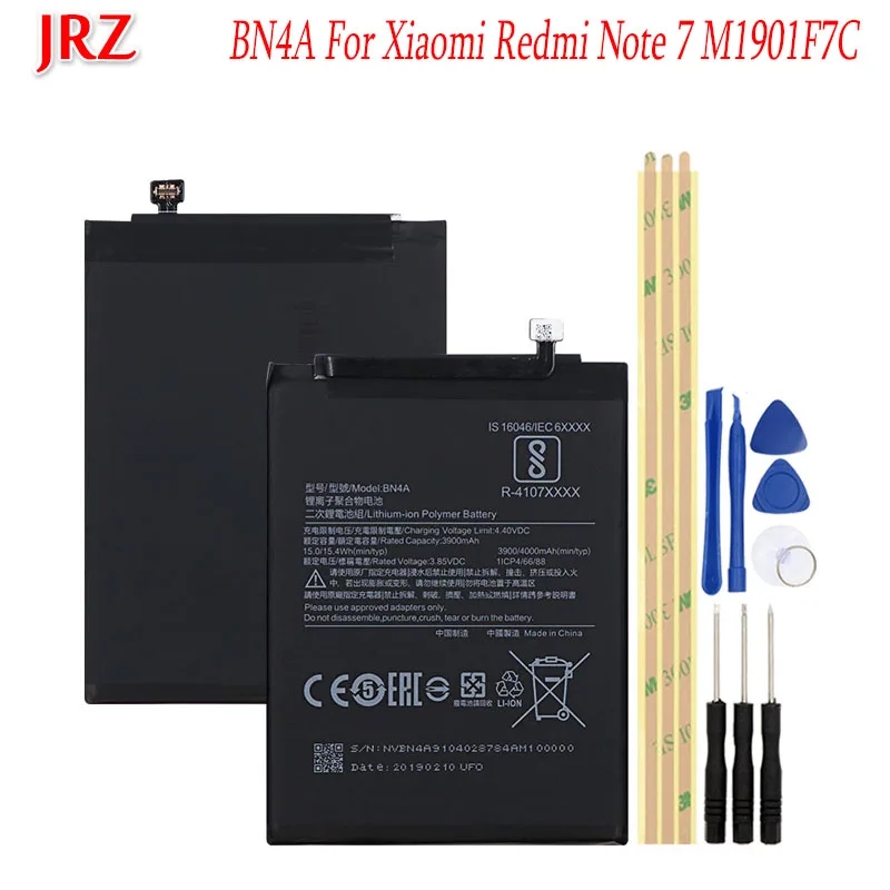 JRZ 3900/4000 мАч BN4A батарея для Xiaomi Redmi Note 7 Замена телефона высокое качество батареи