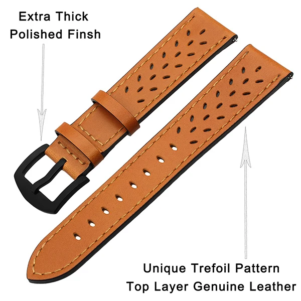 22 мм Trefoil ремешок для часов из натуральной кожи для Xiaomi Huami Amazfit Stratos 2 2 S/Amafit Pace Quick Release Watch Band