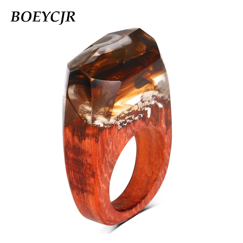 BOEYCJR волшебное дерево новые кольца для женщин смола пейзаж кольцо мужчин модные