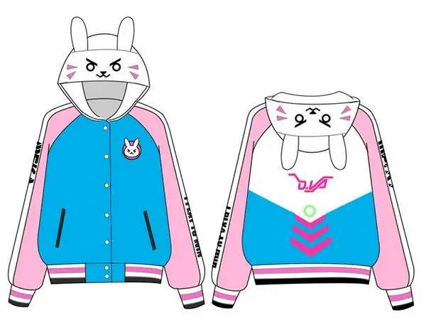 Аниме игра OW милый D.VA унисекс синий костюм для косплея пальто толстовка куртка