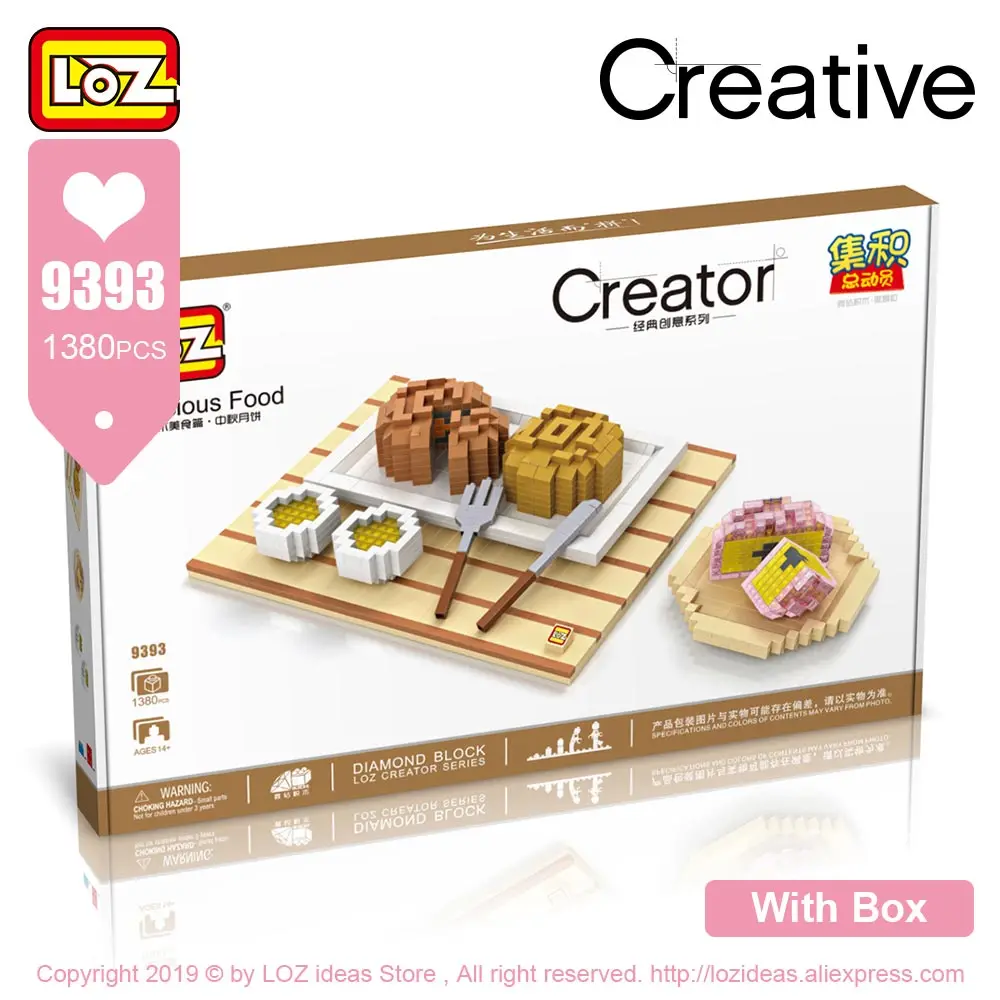 9393 With Box LOZ, алмазные блоки, фаст-фуд, луна, торт, суши, набор, еда, Мини Строительные блоки, Детские кирпичи, создатель, сборочные игрушки для детей, сделай сам - Цвет: 9393 With Box
