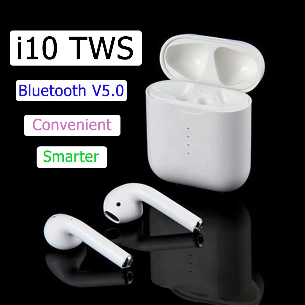I10 наушники вкладыши TWS с оригинальным натуральным лисьим мехом беспроводным