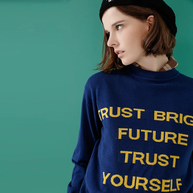 Toyouth 2018 весенние женские свободные свитера с круглым вырезом надписью пуловеры