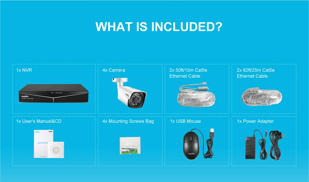 SANNCE 4CH 1080P HDMI POE NVR комплект CCTV система безопасности 2MP IR IP66 Водонепроницаемая уличная ip-камера Plug& paly комплект видеонаблюдения