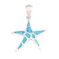 cinily created blue fire opal starfish silver plated wholesalel fashion for women jewelry pendant 1 14 od7022