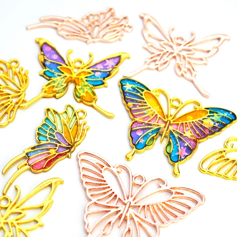 5 шт. рамка-бабочка оправа из цинкового сплава подвесная с подвеской для кабошона