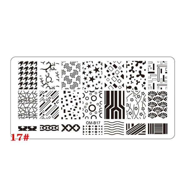 Pattern 17 1 шт. прямоугольник Нержавеющая сталь Дизайн ногтей штамповка Плиты шаблона цветочный Кружево сетки ногтей изображения Stamp плиты DIY Инструменты для маникюра - Цвет: Pattern 17